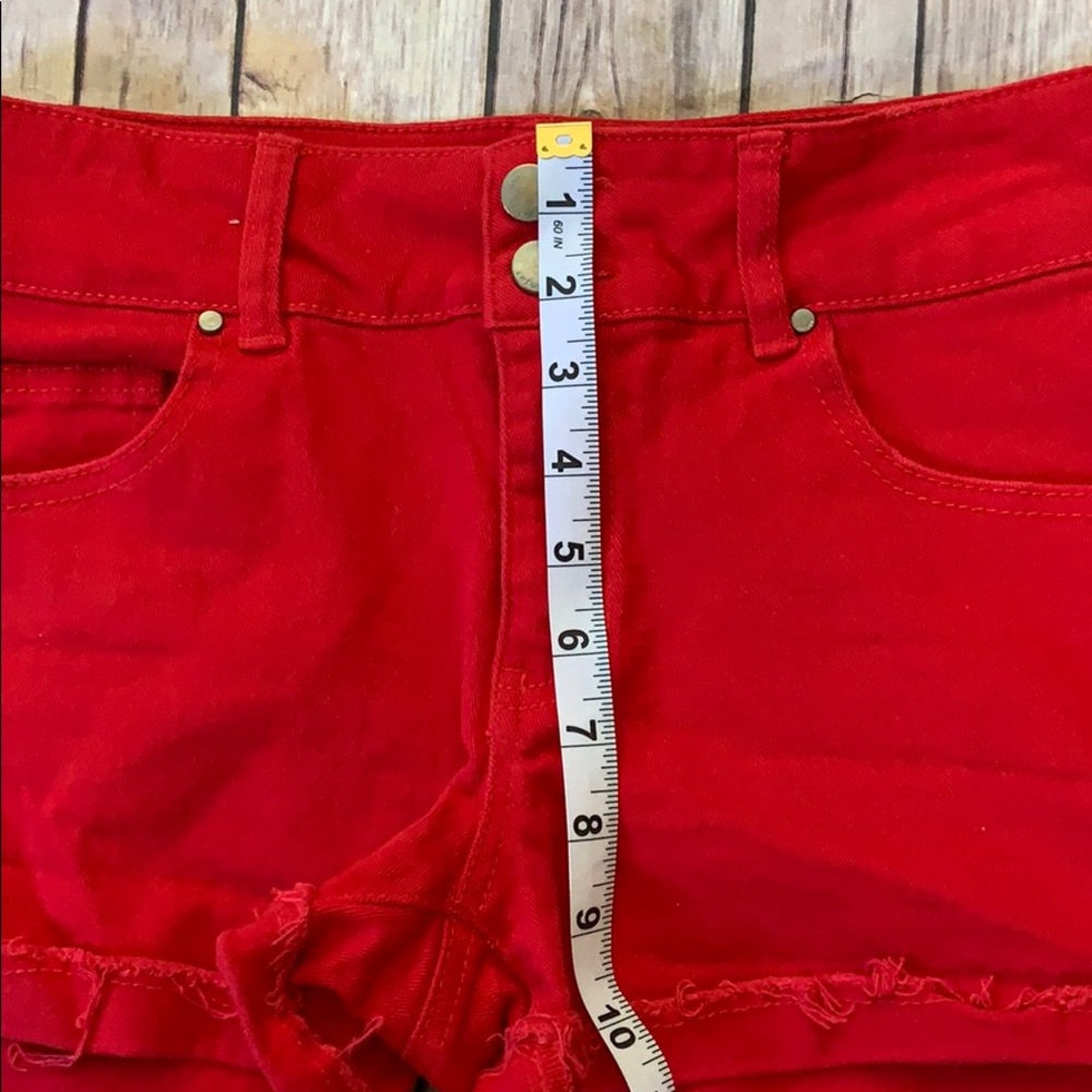 Refuge Red Denim Shorts - Picture 3 of 6
